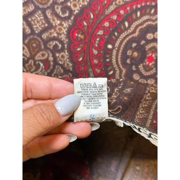 Vintage Briggs Size 8 Burgundy Brown Long Modest Skirt Back Zipper Paisley Print - Picture 8 of 8